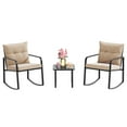 thumbnail image 5 of 3-Piece Patio Furniture Set, Lofka Rocking Chairs with Tempered Glass Table & Weather-Resistant Iron Frame, Rocking Chair for Garden |Poolside, 5 of 13