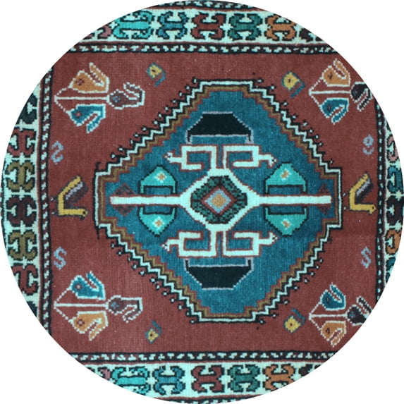 Ahgly Company Indoor Round Persian Light Blue Traditional Area Rugs, 3' Round