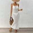 thumbnail image 7 of hotojiny Beach Vaction Clothes for Women Square Collar Sleeveless Swimsuit Cover up Maxi Dress See Through Hollow out Knit Cover Ups, 7 of 7