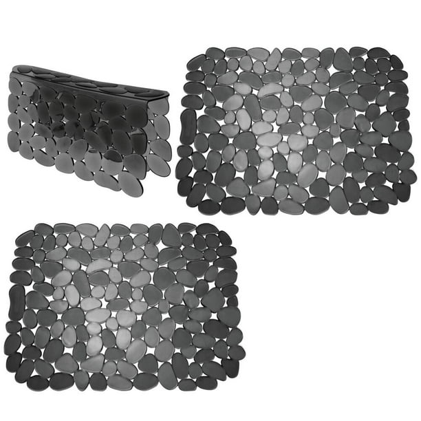 mDesign Adjustable Kitchen Sink Dish Drying Mat/Grid Soft Plastic