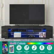 Hommpa LED TV Stand TV Cabinet for TVs up to 65 with Side Bookshelf and 4 Open Shelves Modern Television Media Console Entertainment Center