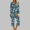 thumbnail image 2 of XFLWAM Women's Sleepwear Capri Pajama Sets Long Sleeve Two-Piece Pjs Crew Neck Lounge Sets Tops & Capri Pants with Pockets, 2 of 5