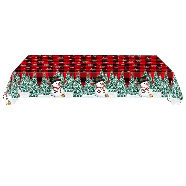 Christmas Tablecloth Disposable,Disposable Thickened Snowman Tablecloth Holiday Party Tablecloth Christmas Snowflake Tablecloths 108 X 54 In,Christmas Disposable Tablecloth
