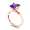 thumbnail image 2 of 2.5 ctw Solitaire Anniversary Ring for Women | Princess Cut Natural Amethyst | Hyperallergenic Solid 18K Rose Gold, 2 of 5
