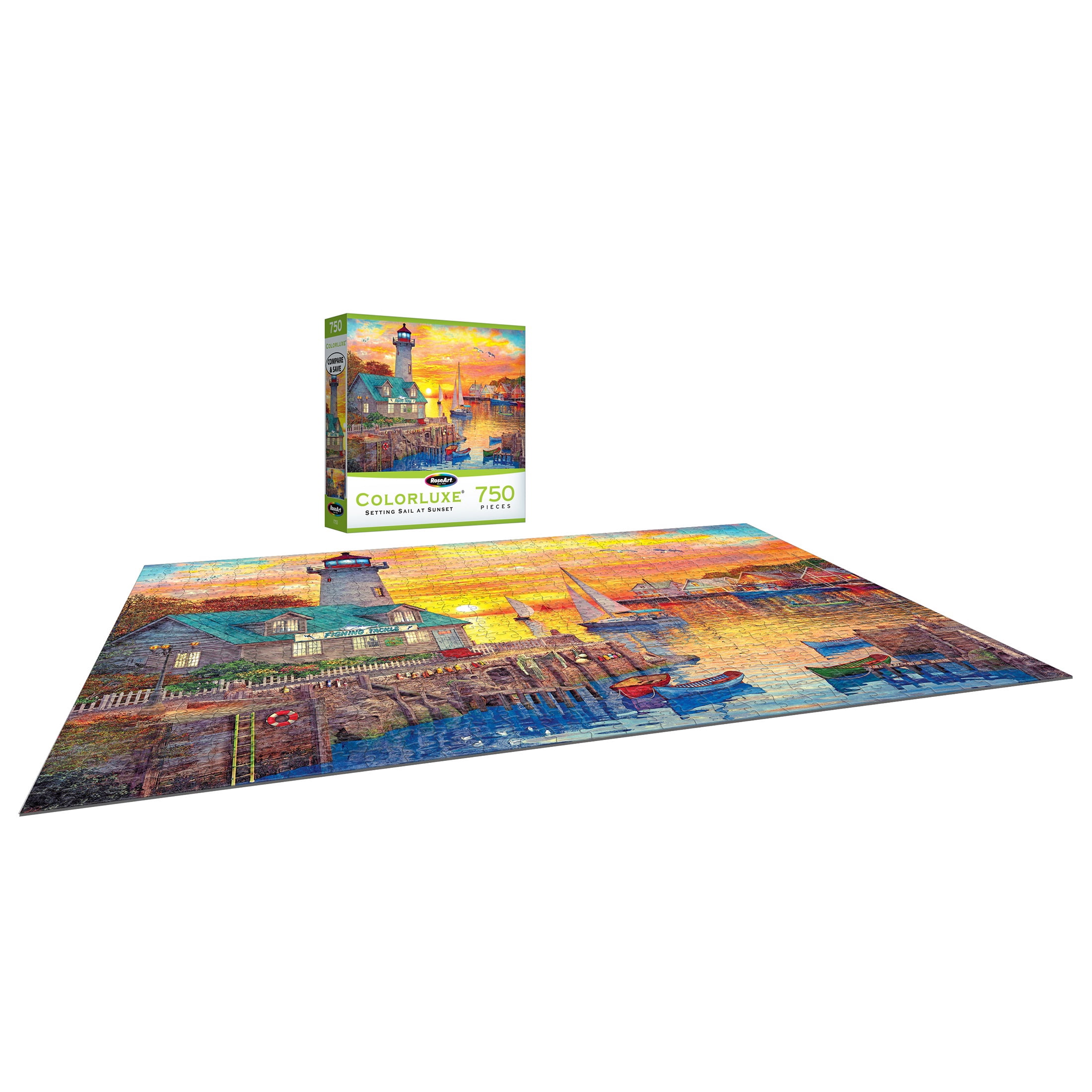 RoseArt Colorluxe 750-Piece Setting Sail at Sunset Adult Interlocking Jigsaw Puzzle