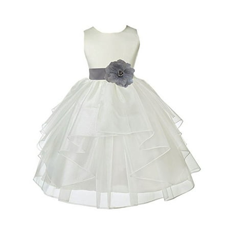 

Ekidsbridal Formal Ivory Shimmering Organza Flower Girl Dresses Wedding Pageant Special Occasions Dresses Junior Toddler Holy Baptism Communion Reception Recital Birthday Girl Party 4613T