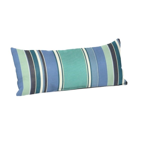 Casual Cushion Outdoor Lumbar Pillow, Striped Sunbrella Fade-Resistant for Patio Furniture & Porch Swings, 22"W x 9"L, 6" thick, Reversible, Dolce Oasis