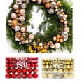 thumbnail image 3 of Cateissary 101 piezas de adornos de bolas navideñas fáciles de usar para una decoración eficaz, elementos esenciales navideños de plástico Kits de decoración para fiestas rojo 101PCS, 3 of 6