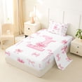 thumbnail image 2 of Castle Fairy Pink Bow Letter L Twin Sheet Sets 3pcs for Girls,Dreamy Princess Bedding, 2 of 6