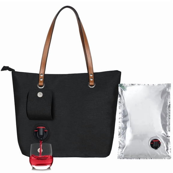 SENLLEO Wine Tote Bag, Beach Cooler for Travel Gift, Leakproof Insulated Purse Carrier with Hidden Spout Compartments