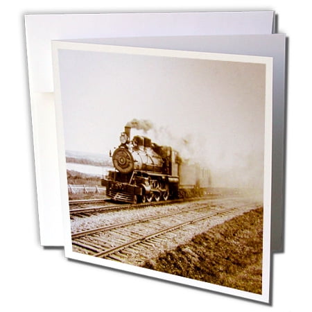 3dRose Steam Train Locomotive Mulgrave Nova Scotia Canada Railroad History - Greeting Card, 6 by 6-inch