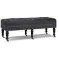 thumbnail image 1 of Simpli Home Henley 49" Faux Leather Tufted Ottoman Bench in Distressed Black, 1 of 6