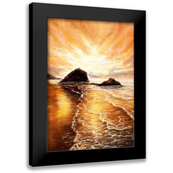 Dimitrov, Boyan 11x14 Black Modern Framed Museum Art Print Titled - Sunset Over Beach