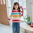 thumbnail image 5 of GYRATEDREAM Boys Girls Sweaters 100% Cotton Cable Knit Stripe Sweater Kids Crew Neck Pullover Toddler School Uniform Casual Sweatshirt Top for 2-10Y Pink, 5 of 10