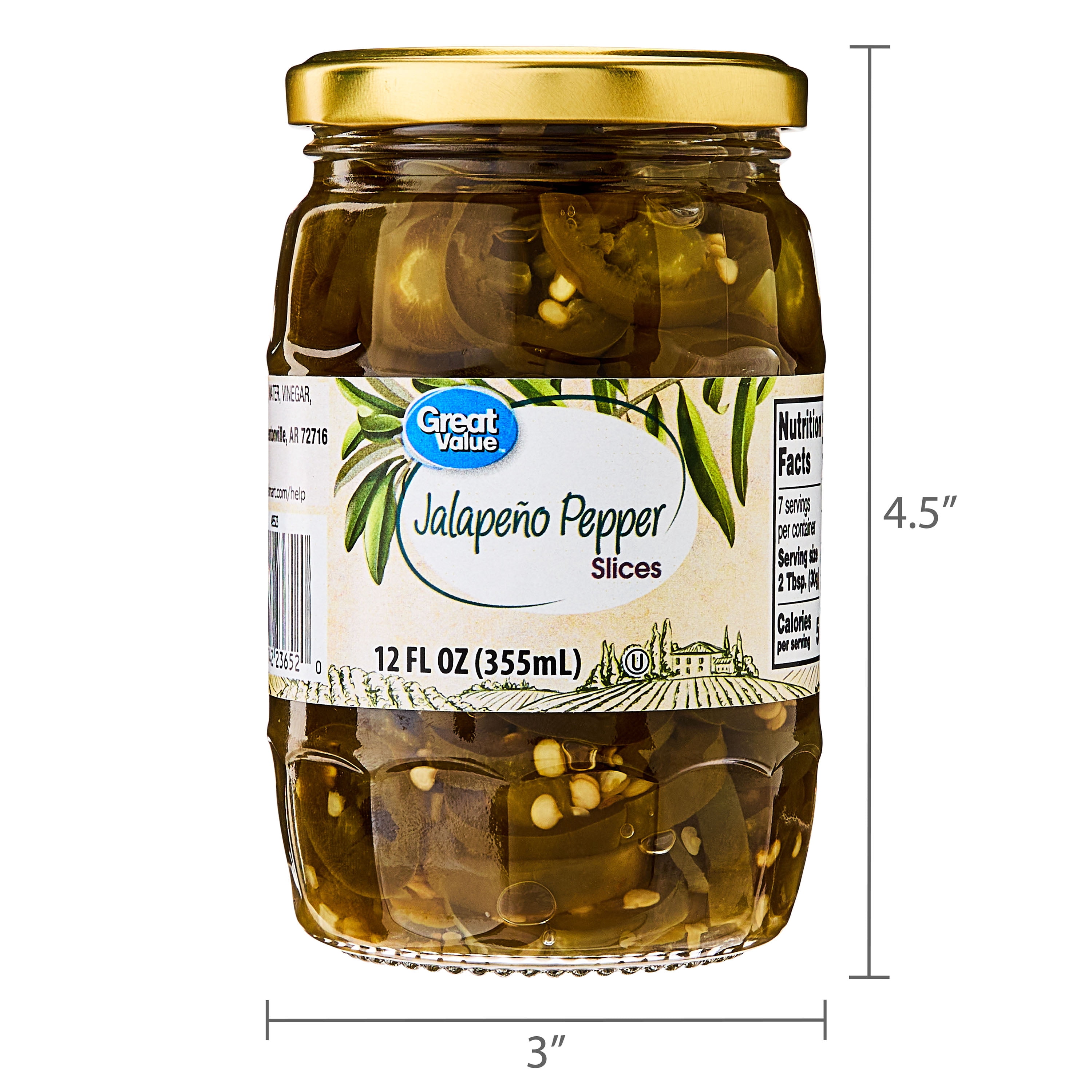 (3 pack) Great Value Jalapeno Pepper Slices, 12 oz