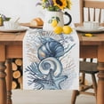 thumbnail image 2 of Burlap Table Runner 90 Inches Long, Summer Ocean Coral Seagrass Non-Slip Kitchen Table Runners for Dining Room Everyday Use Party Table Decorations Abstract Conch Shell, 2 of 9