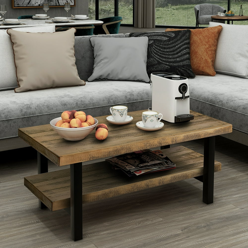 Coffee Table, SEGMART High-Grade MDF Solid Wood Farmhouse Tea Table