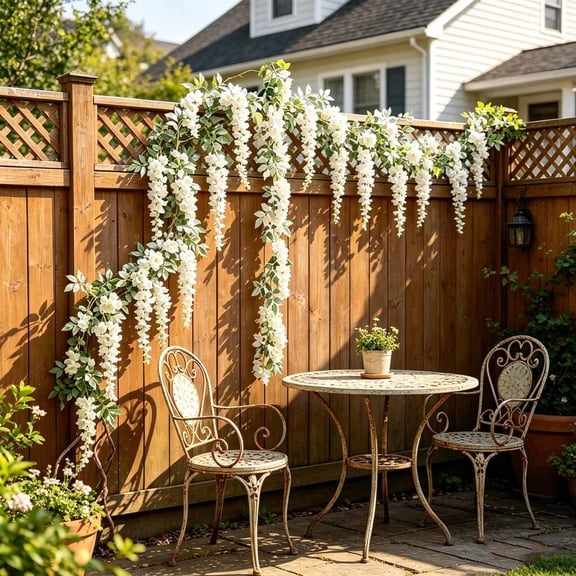 Yomiee 2pcs Wisteria Artificial Flowers Garland, 6.2Ft/Piece Wisteria Hanging Flowers Garland for Wedding Arch Decoration Outdoor Ceremony Home Backdrop Garden
