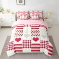 thumbnail image 2 of Castle Fairy Teens Adults Love Heart Print Twin Bedding Sets 7-Piece,Geometric Plaid Stripes Bedding Comforter Set Microfiber,Happy Valentine's Day Breathable Sheet Sets,Luxury Bedroom Decor, 2 of 8