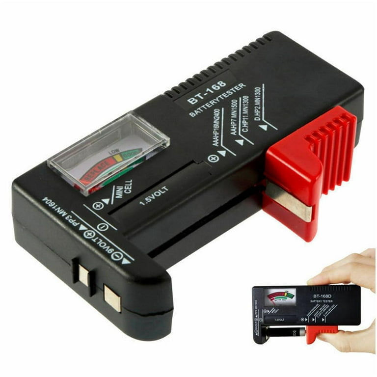 Paquete de 2 probadores de batería, comprobador universal de batería para  pilas de botón AA/AAA/C/C/9V/1.5V, probadores de nivel de vida de batería