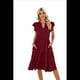 thumbnail image 3 of Vestido de Verano para Mujer, con Mangas con Volantes y Escote en V, Midi, Color Rojo Vino, Talla M, 3 of 6