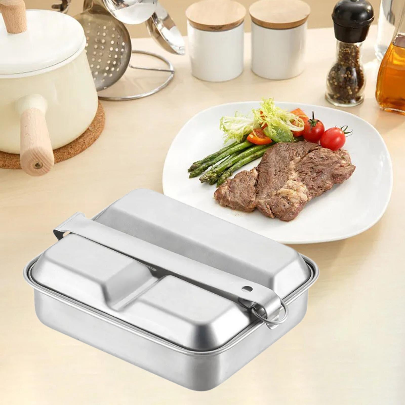 TISHITA Bento Box Stainless Steel Bento Box Double Layer Office Worker with Lock Lid Home Portable Box Camping Lunch Box