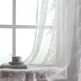 thumbnail image 6 of Jacquard Sheer Curtain Organza Fabric Window Valance and Tiers Four Rows Of Flowers, Yarn, Lace Yarn,2 Panels White 57*85", 6 of 10