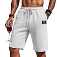 thumbnail image 2 of LWavelet Men's Waffle Knit Casual Shorts Drawstring Elastic Waist Label Patch Lounge Shorts White L, 2 of 3