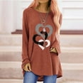 thumbnail image 2 of MesaSe T-Shirts à Manches Longues pour Femmes Time And Tru Femmes Mode Décontractée Imprimé Col Rond Ample T-Shirt à Manches Longues Haut Blouse Chandail, 2 of 6