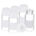 thumbnail image 1 of Frascos de muestra de vidrio pequeños Uxcell con tapas, 5 piezas, frascos de vidrio claros de 10 ml con tapas de tornillo blancas mini, 1 of 6