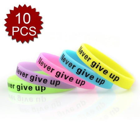 Gogo 10 Pcs Never Give Up Silicone Wristbands Glow In The Dark Rubber Bracelets Party Bands Gogo 10 Pcs Never Give Up Silicone Wristbands Glow In The Dark Rubber Bracelets Party Bands
