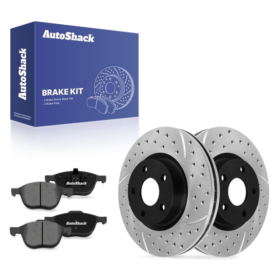 AutoShack Front Brake Rotors & Premium Pads for Ford, Escape 2013-2019, FWD AWD L4 1.5L 1.6L 2.5L - E-Coated Drilled & Slotted - ShadowGuard - 11.81" (300 mm), 5-Lug