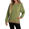 thumbnail image 1 of HNMKIU Chandail Col Rond à Blocs de Couleur pour Femmes, Chandail Ample Décontracté à Capuche pour Automne Hiver Marron, m, 1 of 4