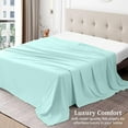 thumbnail image 3 of 600 Thread Count Egyptian Cotton Flat Sheet – 1 Piece, Solid Aqua Blue Twin Size (66" x 96"), 3 of 5