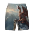 thumbnail image 4 of Lsque Mens Swim Trunks Red Dragon Mountain Sunrise Pattern - Bathing Suit Compression Liner - Beach Swim Shorts Swimwear - (S-3XL) - Stretch Quick Dry -3X-Large, 4 of 9