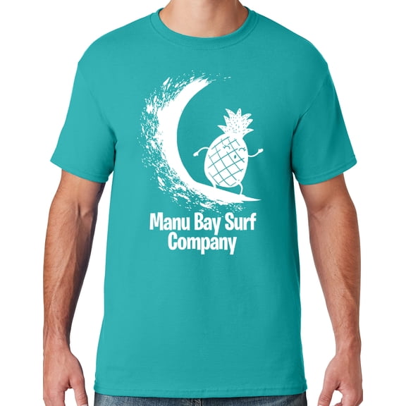 Mens Manu Bay Surf Company WHITE SURFING PINEAPPLE T-shirt, 3XL Jade