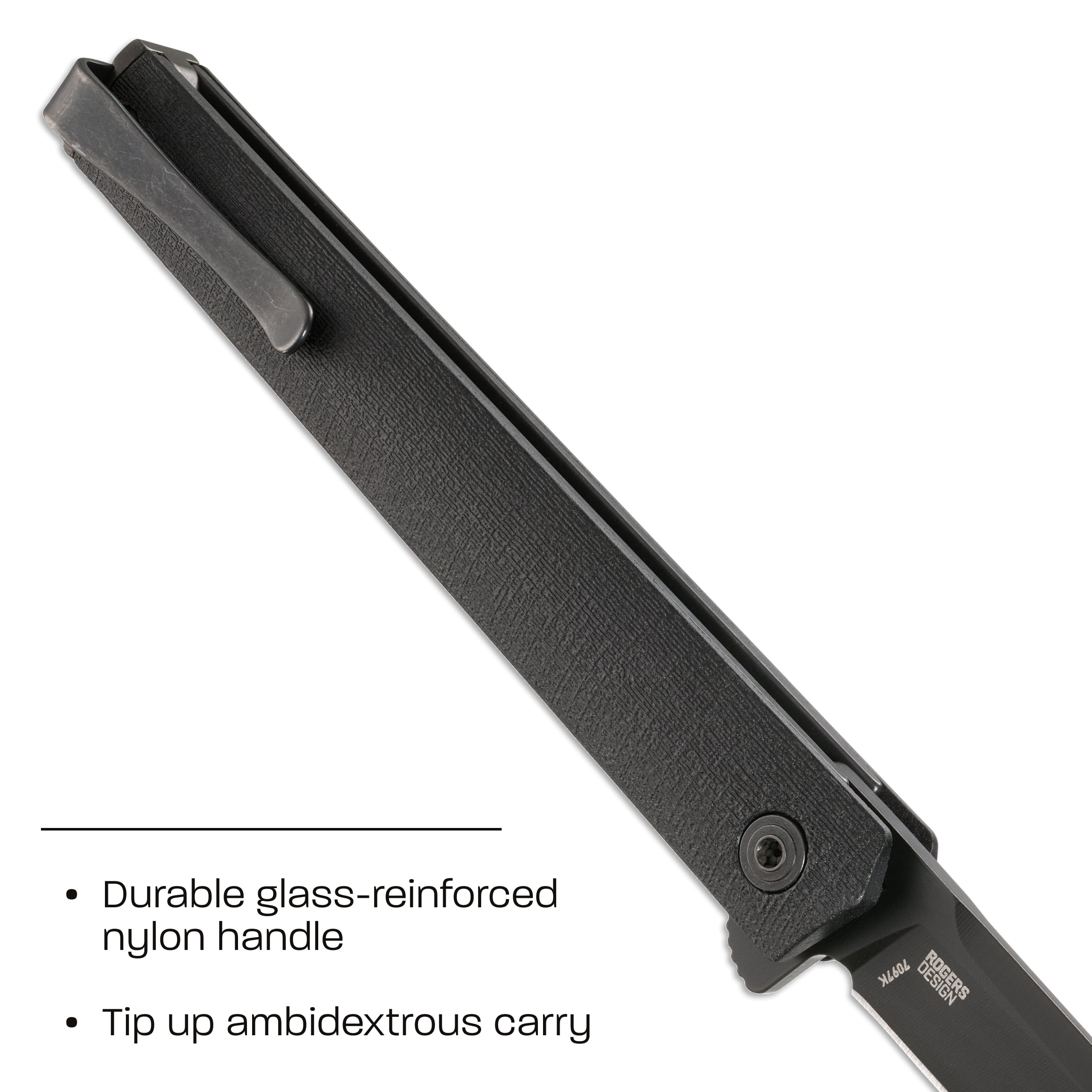CRKT CEO Everyday Carry EDC Pocket Folding Knife with Liner Lock: AUS 8 Plain Edge Blade, Glass-Reinforced Nylon Handle, Reversible Pocket Clip, 7097K