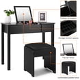 thumbnail image 4 of Costway Ensemble de Coiffeuse Noir Miroir avec Tabouret et Boîte de Rangement, 4 of 10