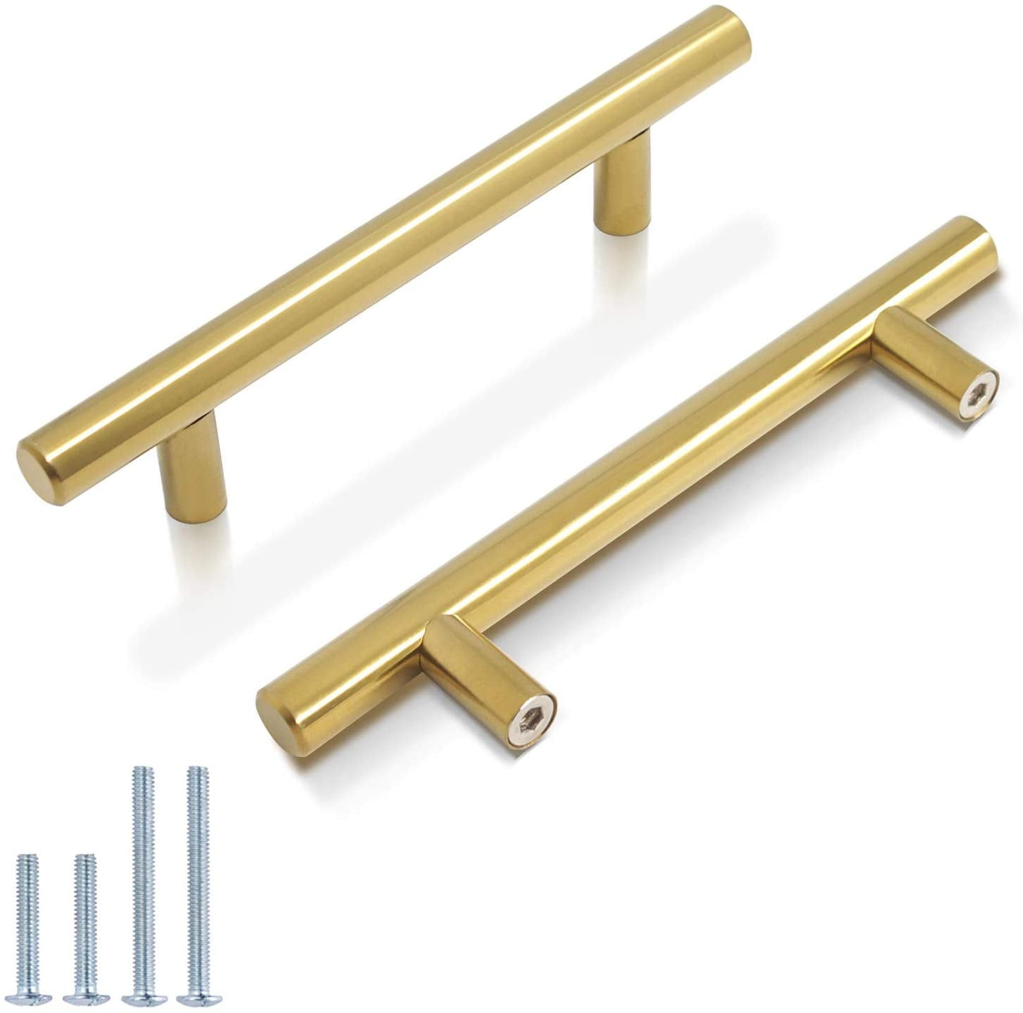 Zoizocp (20 Pack) Modern Handles 33/4 Inch Gold Kitchen