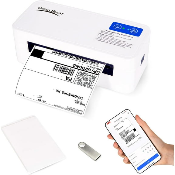 UNITED BRIGHT Computer printers for printing documents Bluetooth Thermal Shipping 4x6 Label Printer