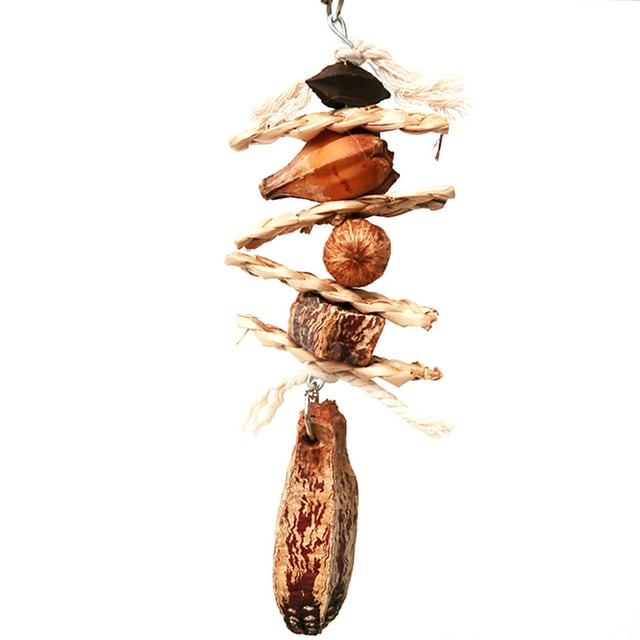 Bird Hanging Toy Wooden: Natural Parrot Chewing Toy Bird Cage Toy for Parakeets