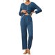 thumbnail image 1 of Conjuntos de lounge para mujeres INSPIRE CHIC, camisetas de manga larga con pantalones, conjuntos de pijama XL azul lago, 1 of 6