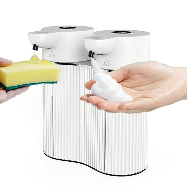 Dispensador Automático de Jabón para Montar en la Pared, Dispensador de Jabón Líquido y Espumante Doble Sin Contacto, 2 X 14 Oz, para Uso Comercial o Doméstico