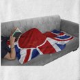 thumbnail image 6 of Union Jack Soft Flannel Fleece Blanket, British Flag with a Big Red Heart in Center Nationality Pride Concept, Cozy Plush for Indoor and Outdoor Use, 60" x 80", Royal Blue Red White, by Ambesonne, 6 of 6