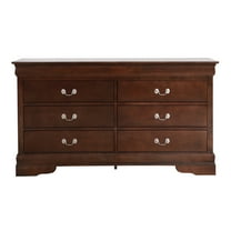 Passion Furniture Louis Phillipe 6-Drawer Cappuccino Double Dresser (33 in. X 18 in. X 60 in.)