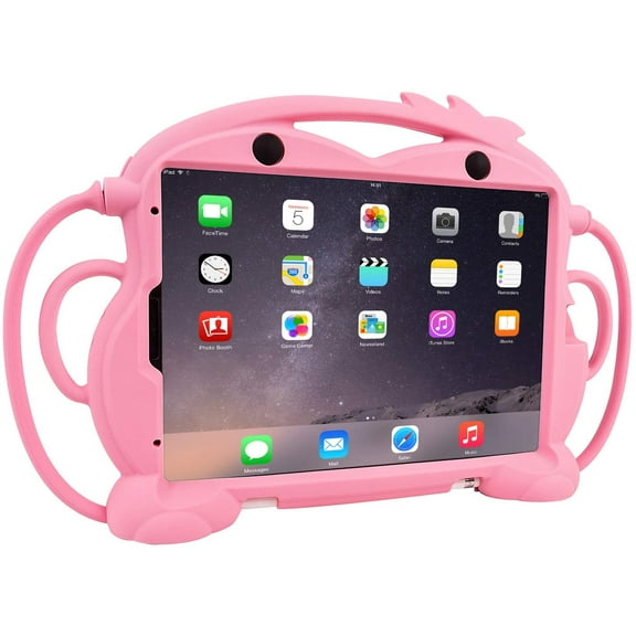Golden Sheeps Monkey Kid Case Compatible for iPad Air 4 10.9 Inch,2020 iPad Pro 11 Inch 2021/2020 & 2018 Lovely Cartoon Shockproof Silicone Protective Convertible Handle Stand [BPA Free] (Pink)
