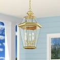 thumbnail image 5 of 2365-02 Livex Lighting Georgetown - 3 Light Outdoor Pendant Lantern in Traditional Style - 13 Inches wide by 21 Inches high-Polished Brass Finish, 5 of 9
