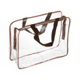 thumbnail image 3 of Uxcell L Size Clear Toiletry Bag Makeup Cosmetic Pouch with Zipper Handle, Brown, 3 of 6
