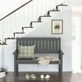 thumbnail image 3 of Dycanpo Outdoor Bench, 47” HDPS Bench with Armrest for Garden, Patio, Backyard, Dark Gray, 3 of 10