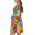 thumbnail image 2 of Easygdp Dancing African Womans para Vestido Transpirable de Mujer, Vestido Suelto de Manga Corta con Pliegues y Bolsillos para el Verano, 2 of 6